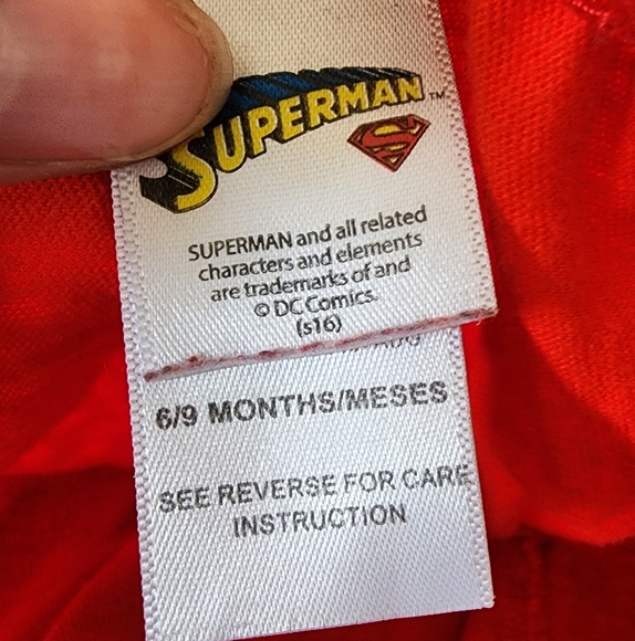 ⭐️5/$25 DC comics red 6-9m pants. Used good condition - Picture 2 of 3